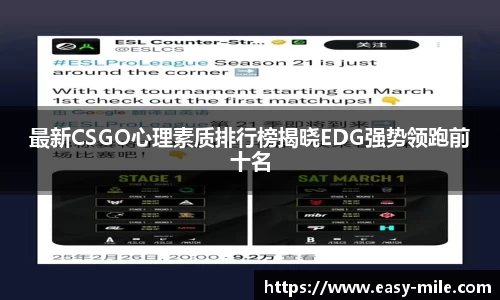 最新CSGO心理素质排行榜揭晓EDG强势领跑前十名